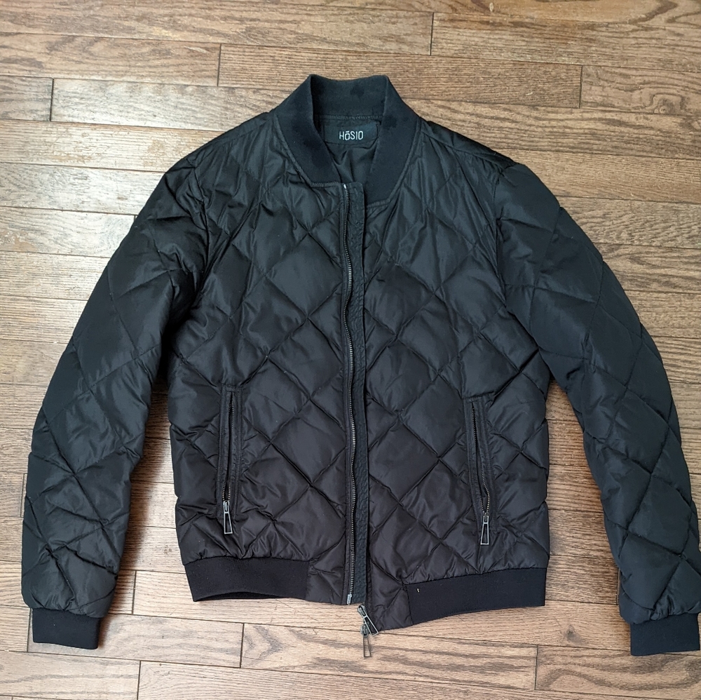 Hosio Black Italian Bomber Jacket, size medium